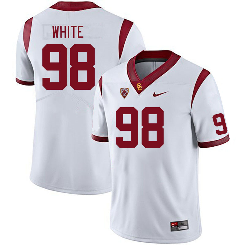 Men #98 Garth White USC Trojans College Football Jerseys Stitched Sale-White
